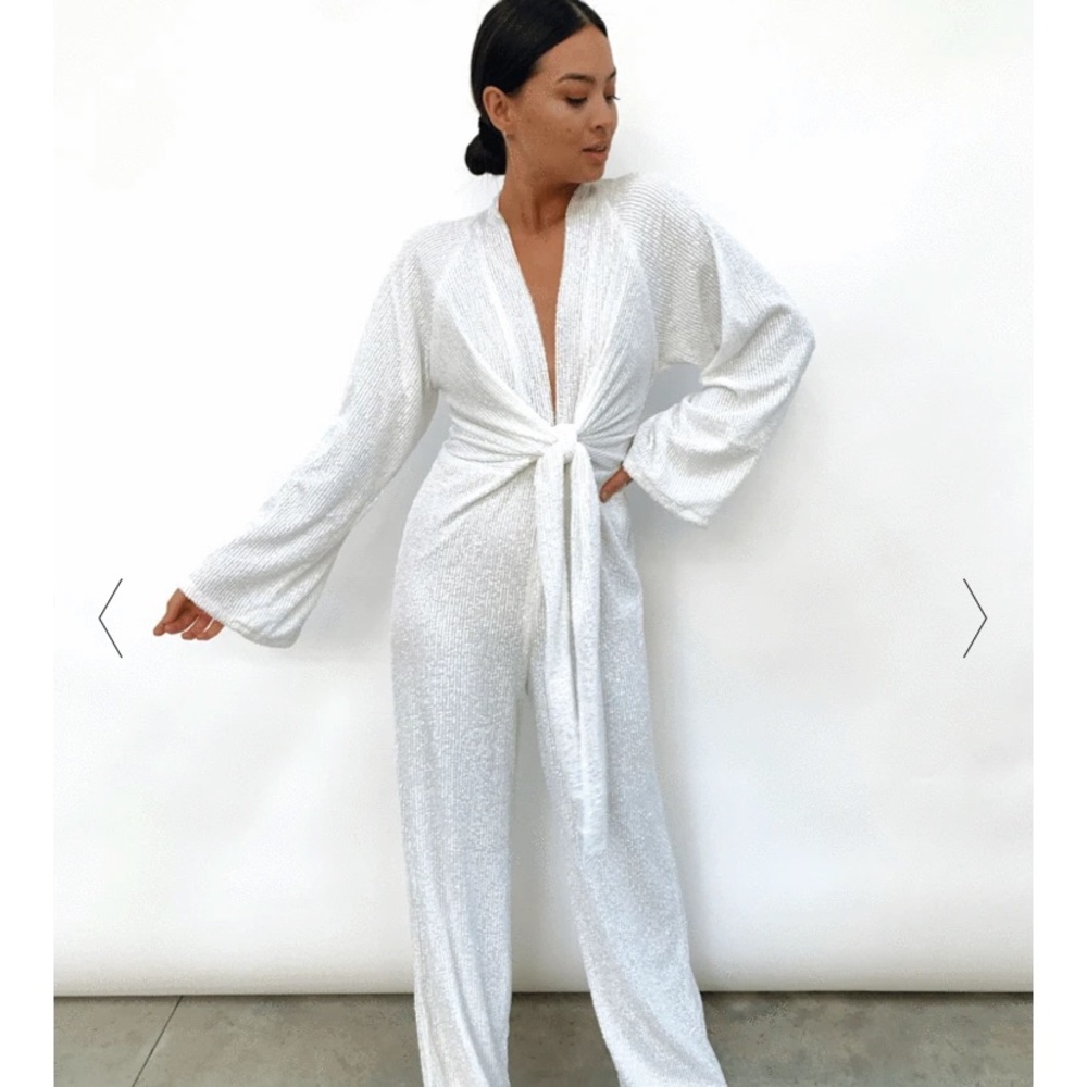 Pretty Lavish UK White Sequin Jumpsuit